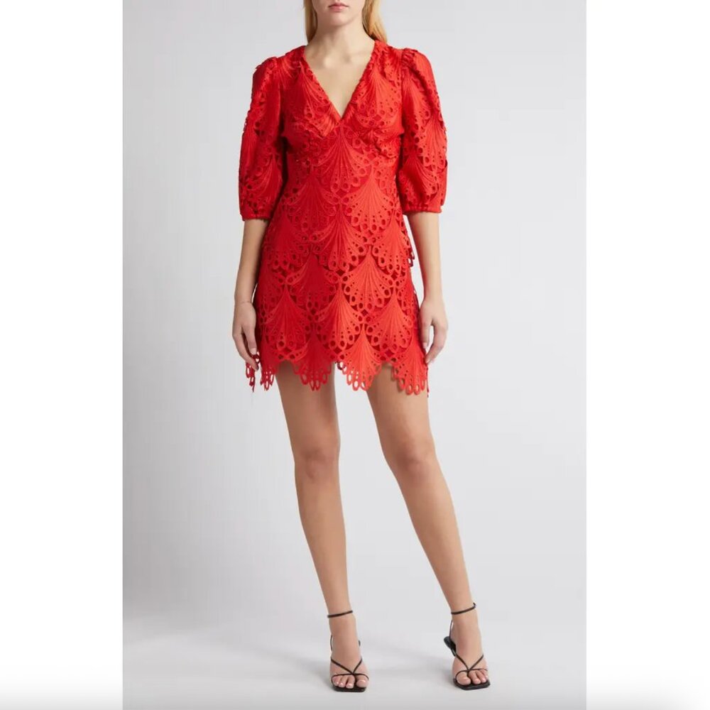 Adelyn Rae Harper Lace Minidress In Poppy Red